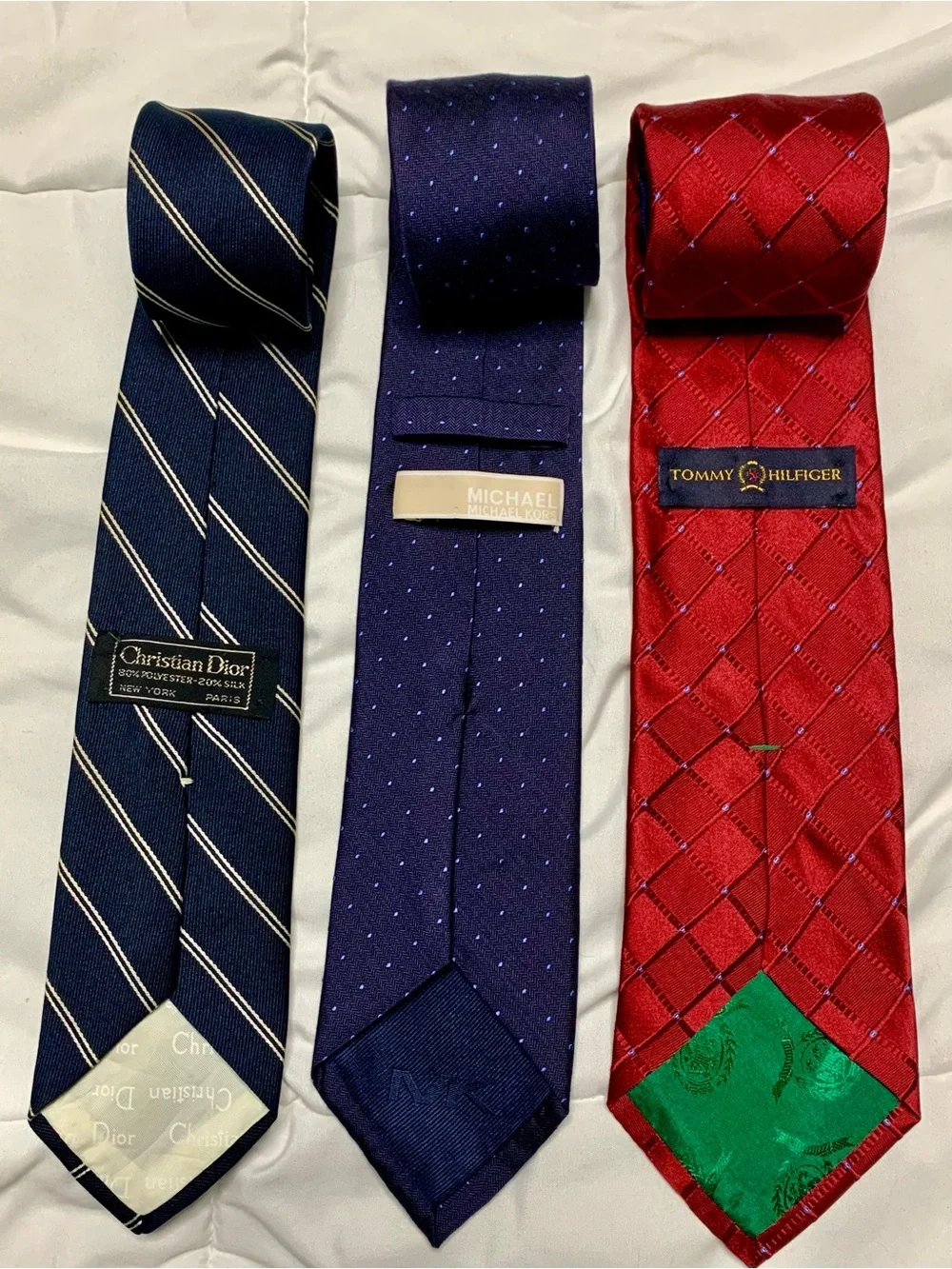 Designer Men's Tie Set - Navy, Dark Blue, Red
